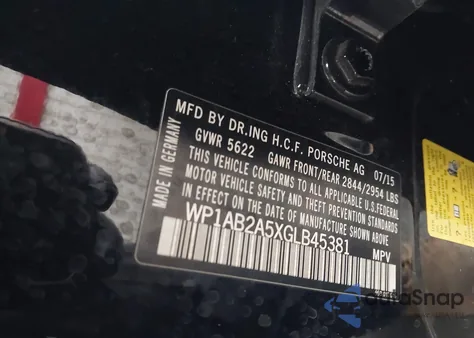 2016 Porsche Macan S z USA, uszkodzony, nr VIN WP1AB2A5XGLB45381